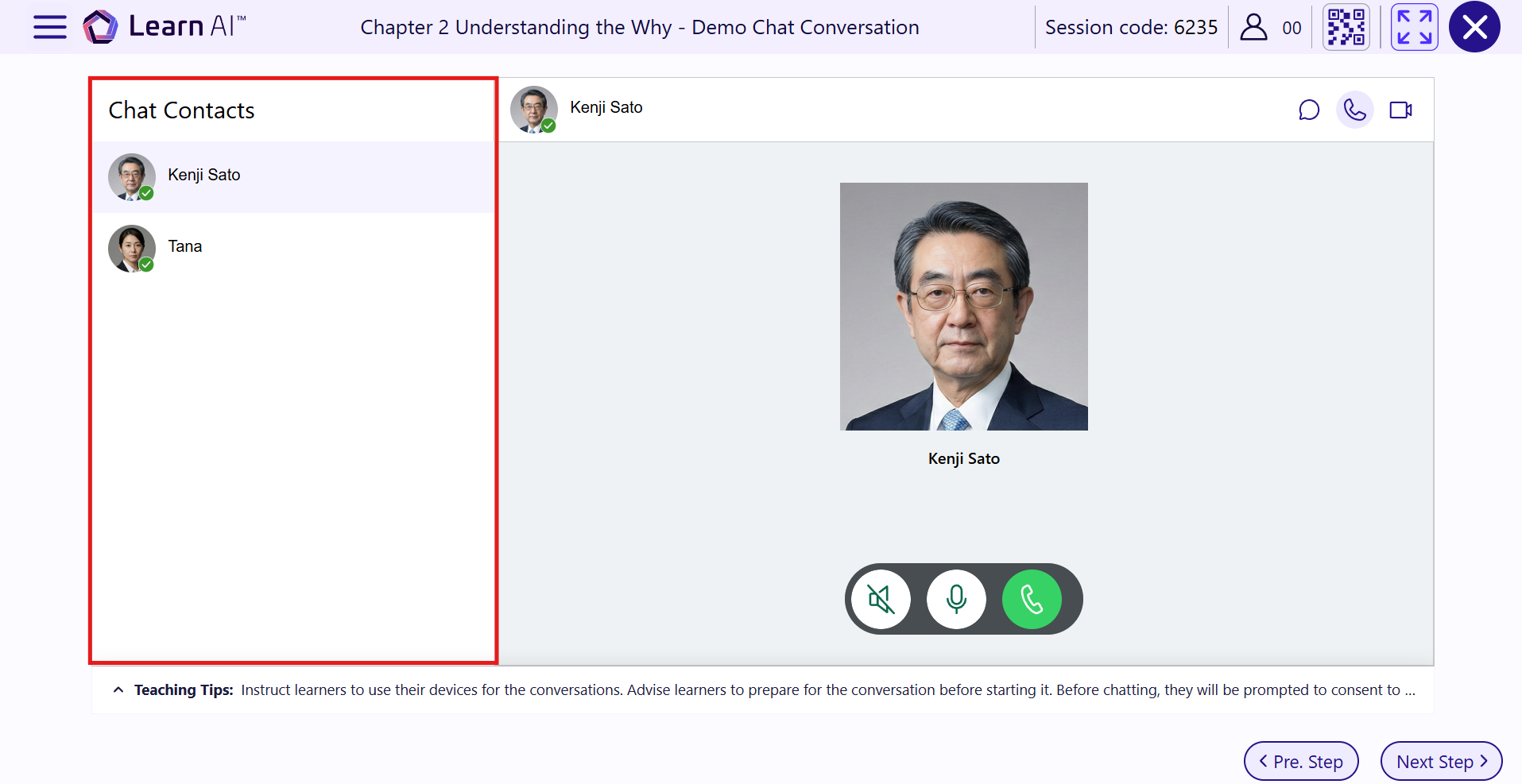 Demo chat contacts