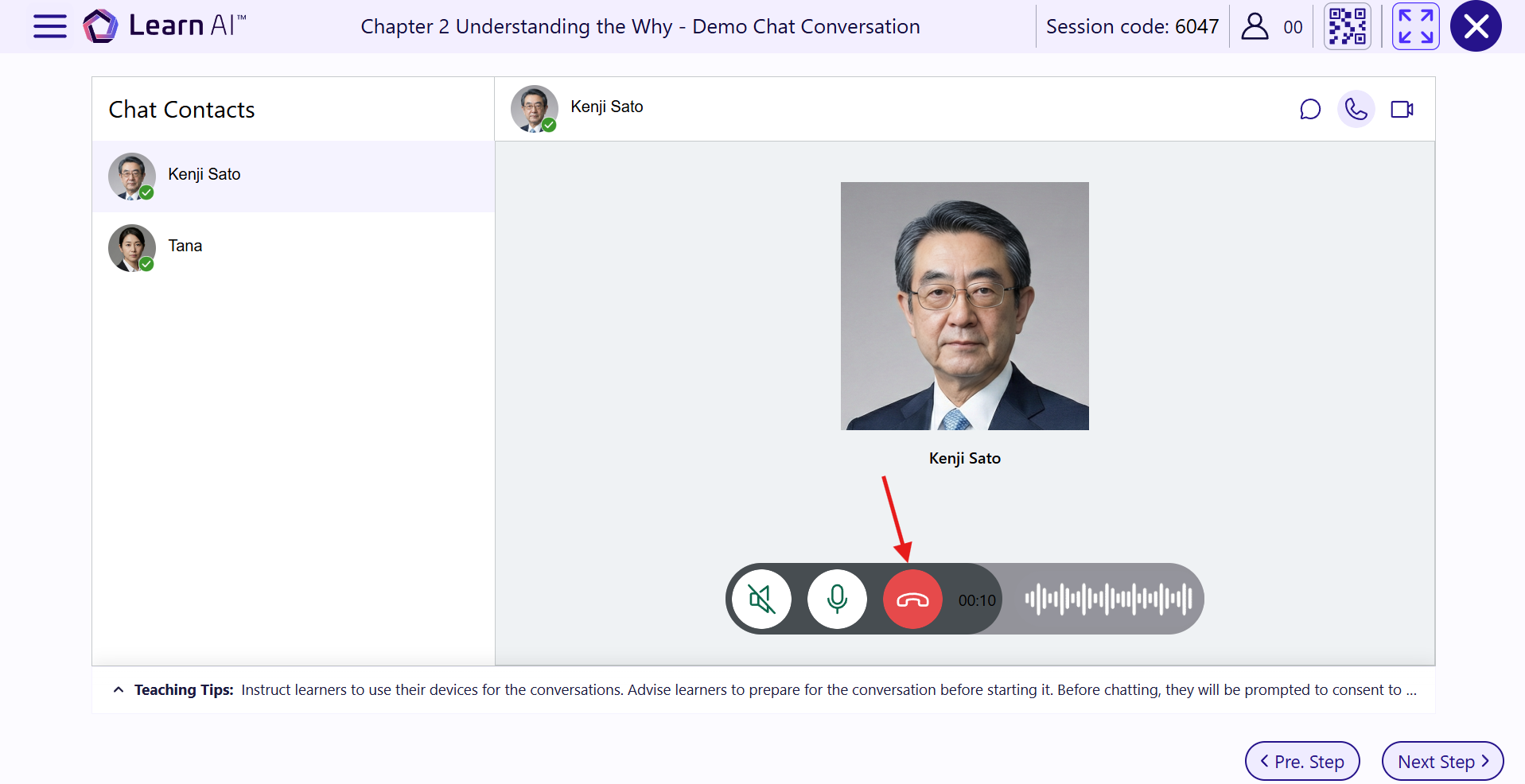 Demo Chat Voice Modality Close Button