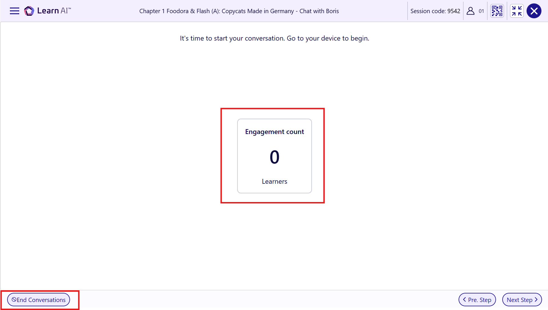Learner conversations - Educator screen