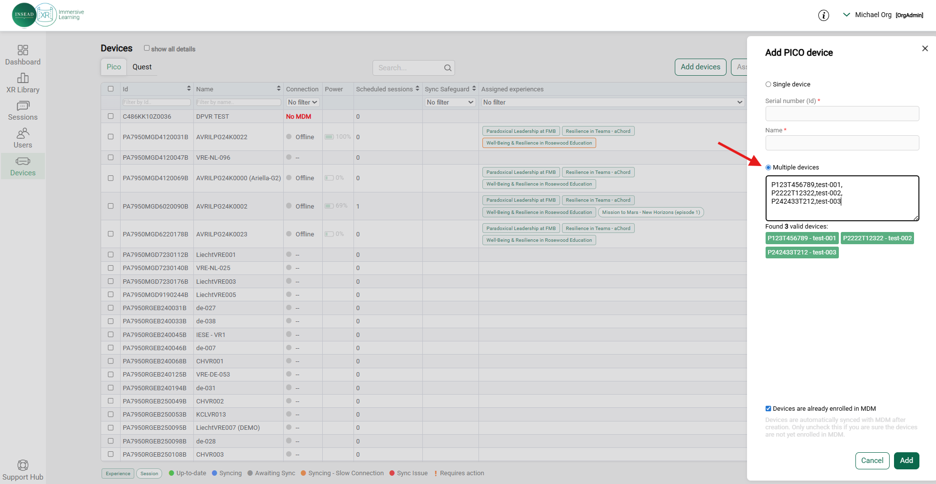 adding multiple devices