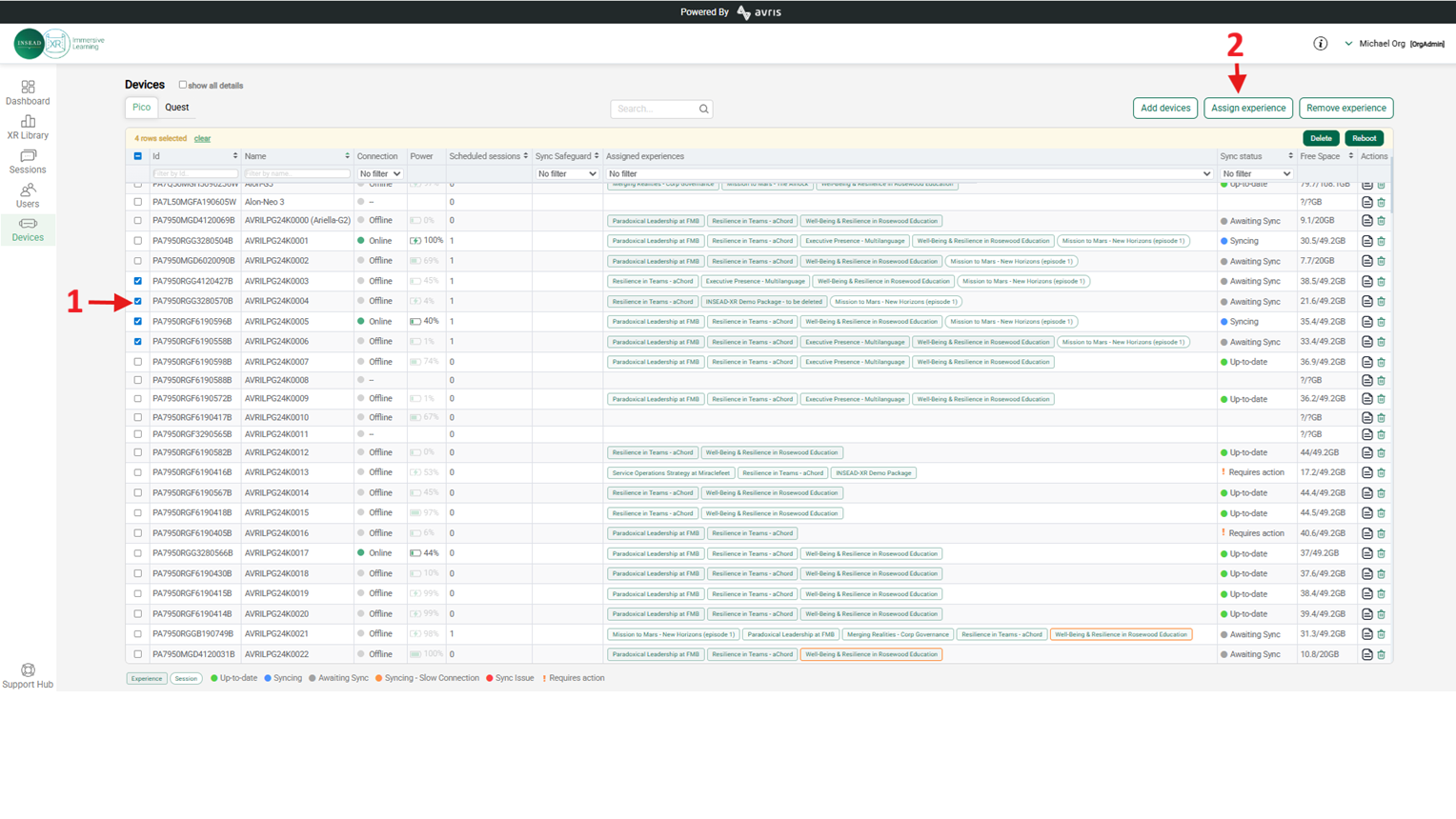 Assigning experiences to devices 1