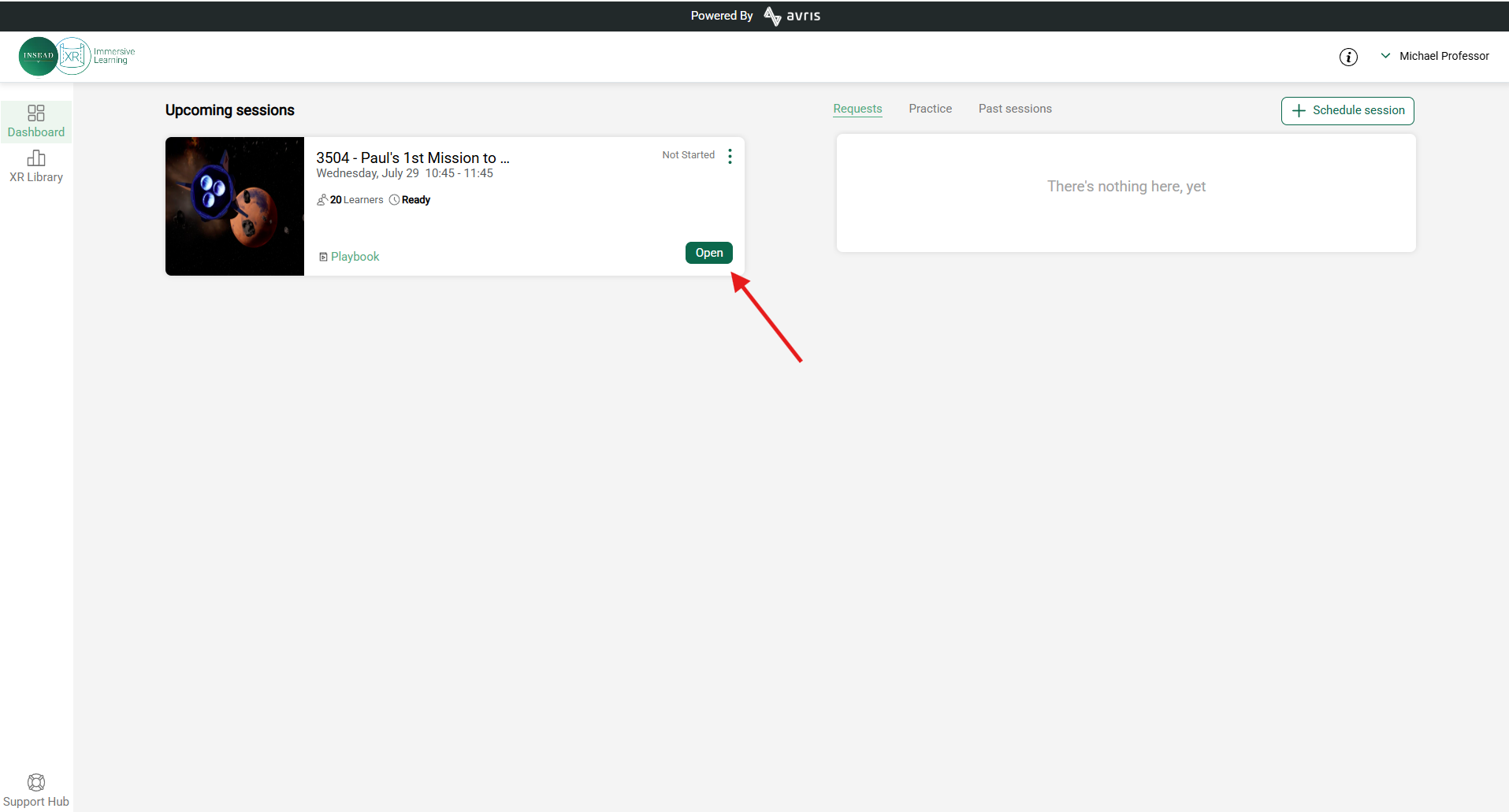 Open Session Button